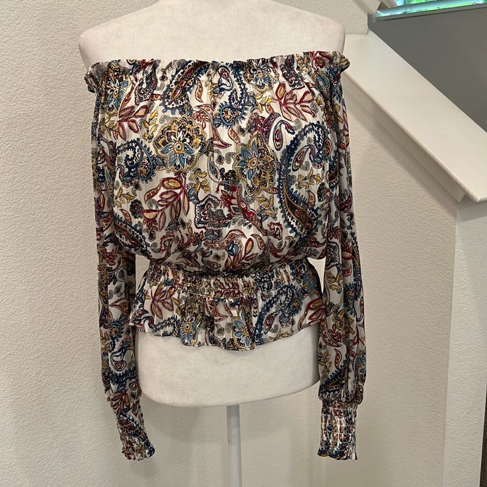Bloomingdales Aqua Off the Shoulder Top